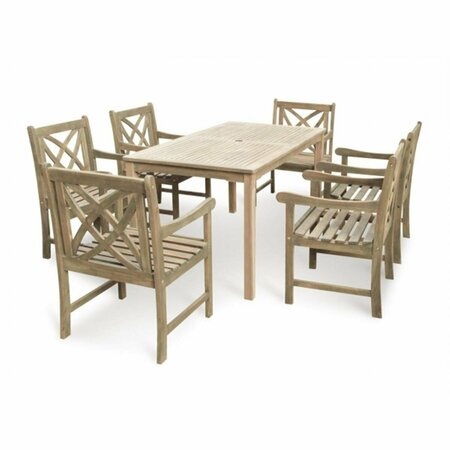 VIFAH Renaissance Outdoor 7-piece Hand-scraped Wood Patio Dining Set with Extension Table V1294SET11